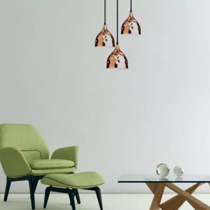 Suspension filaire 1xE27/60W/230V or rose