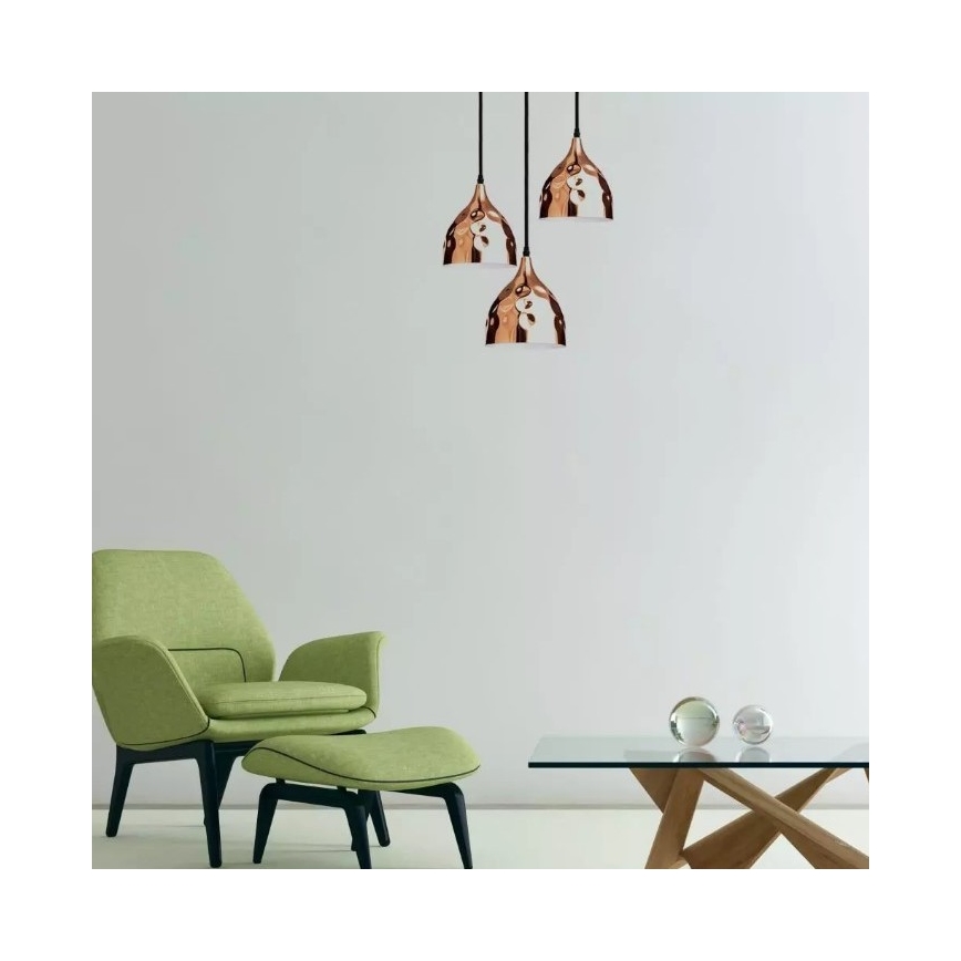 Suspension filaire 1xE27/60W/230V or rose