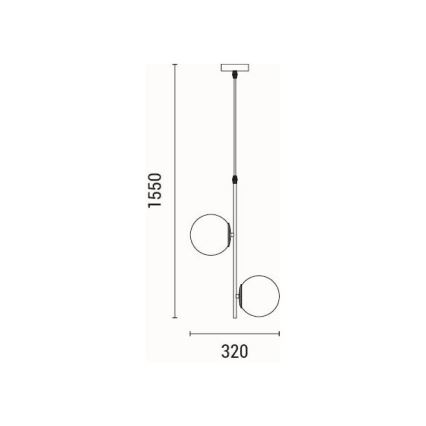 Suspension filaire 2xE27/40W/230V laiton