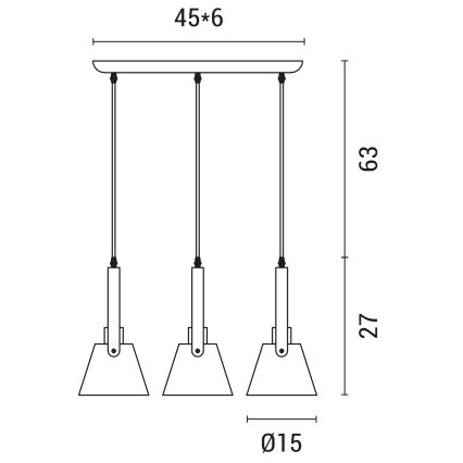 Suspension filaire 3xE27/40W/230V blanc