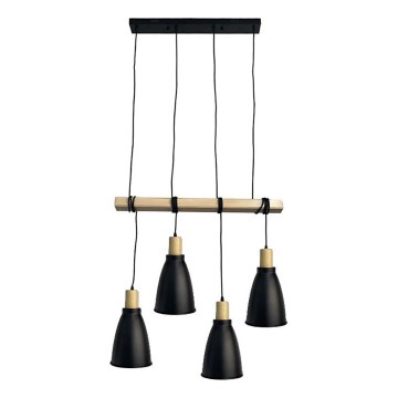 Suspension filaire 4xE27/60W/230V noir