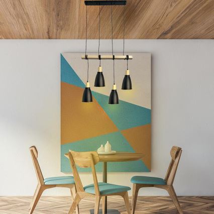 Suspension filaire 4xE27/60W/230V noir