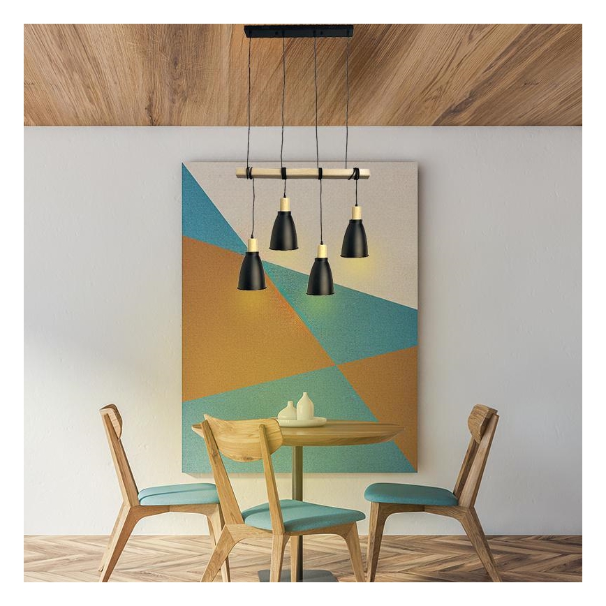 Suspension filaire 4xE27/60W/230V noir
