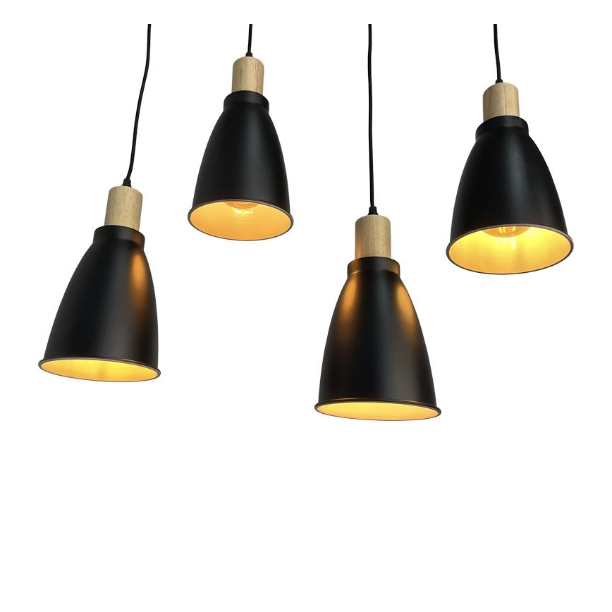 Suspension filaire 4xE27/60W/230V noir