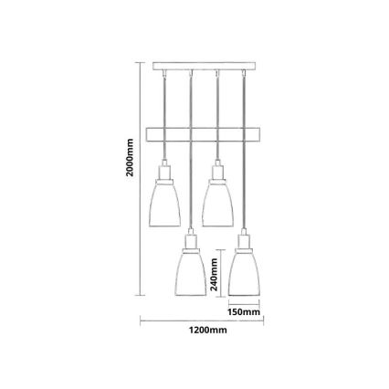 Suspension filaire 4xE27/60W/230V noir