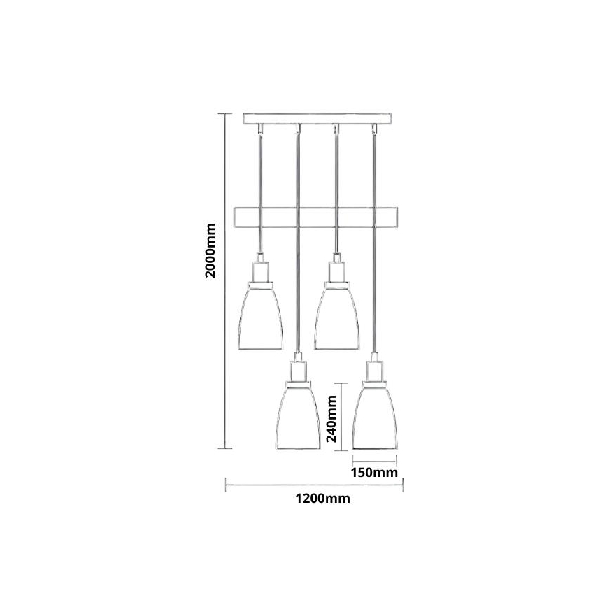 Suspension filaire 4xE27/60W/230V noir