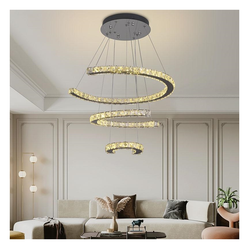 Suspension filaire à intensité variable LED/100W/230V 3000-6500K argent + Télécommande