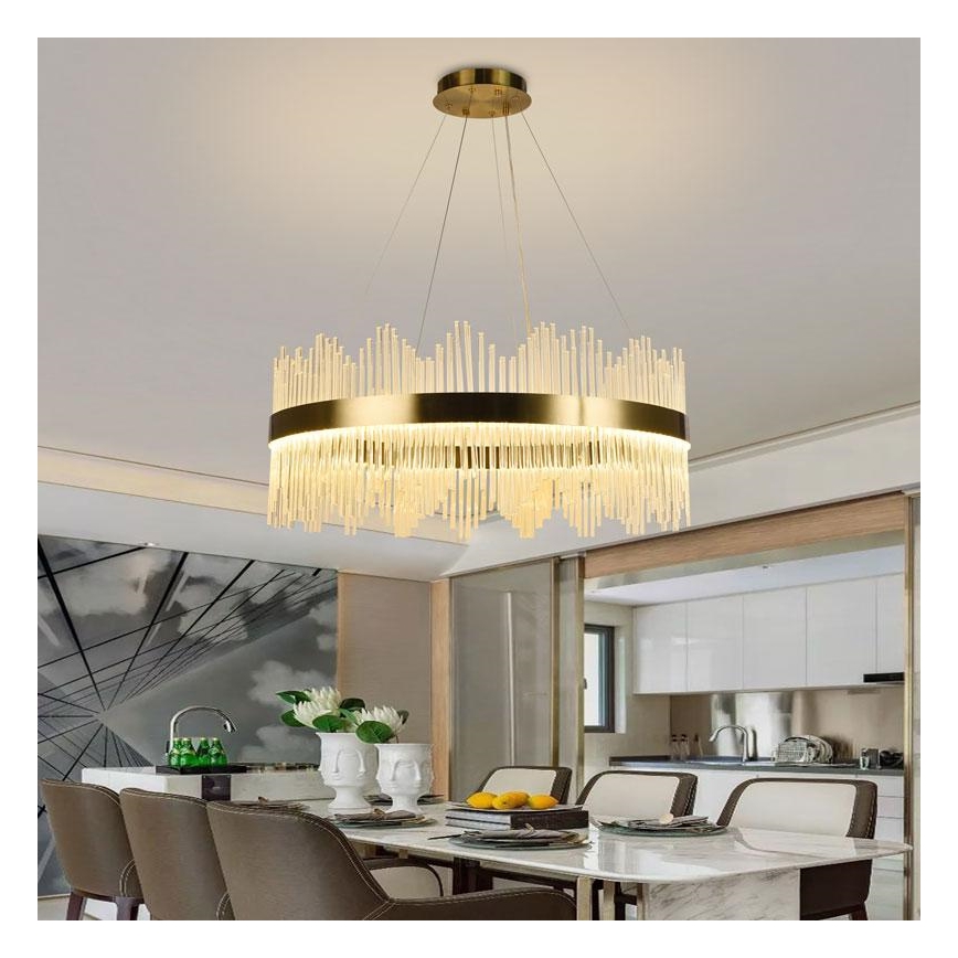 Suspension filaire à intensité variable LED/110W/230V 3000-6500K doré + télécommande