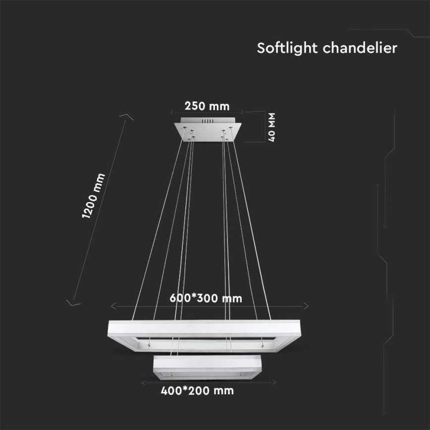 Suspension filaire à intensité variable LED/113W/230V 3000K blanc