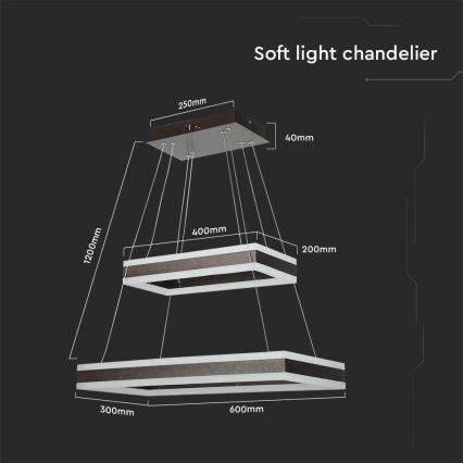 Suspension filaire à intensité variable LED/113W/230V 3000K marron