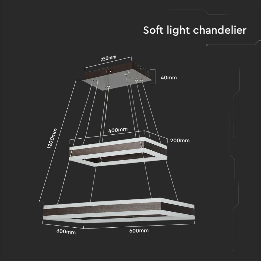Suspension filaire à intensité variable LED/113W/230V 3000K marron