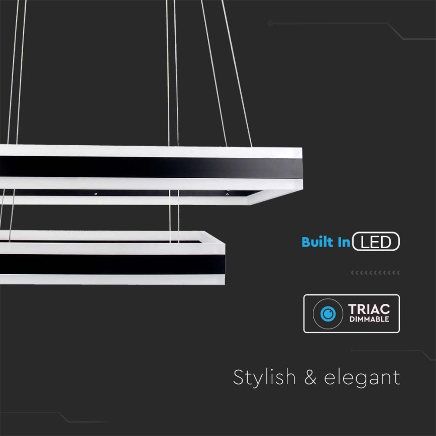 Suspension filaire à intensité variable LED/113W/230V 3000K noir