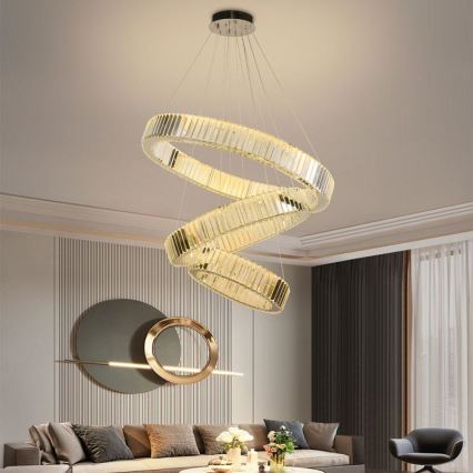 Suspension filaire en cristal à intensité variable LED/115W/230V 3000-6500K chrome brillant + télécommande