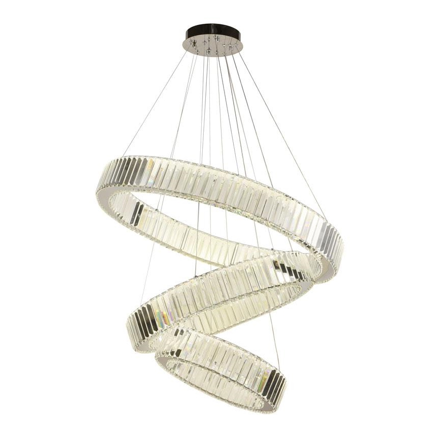 Suspension filaire en cristal à intensité variable LED/115W/230V 3000-6500K chrome brillant + télécommande