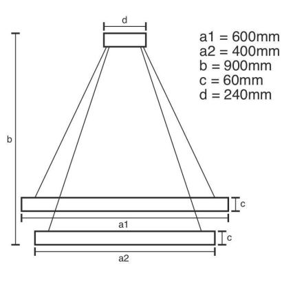 Suspension filaire à intensité variable LED/135W/230V 3000-6500K + télécommande