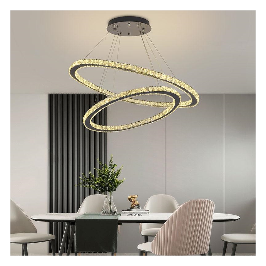 Suspension filaire à intensité variable LED/160W/230V 3000-6500K argent + Télécommande