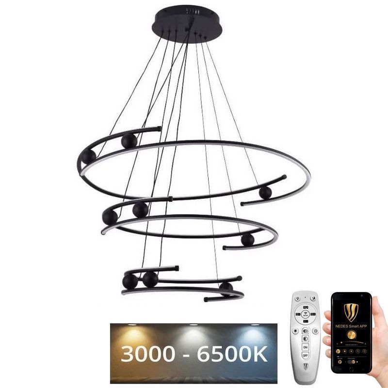Suspension filaire à intensité variable LED/170W/230V 3000-6500K d. 80 cm + Télécommande