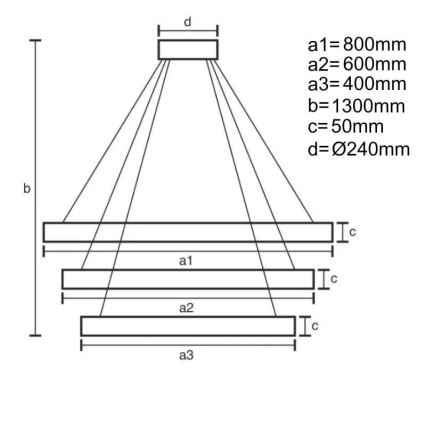 Suspension filaire à intensité variable LED/250W/230V 3000-6500K + télécommande