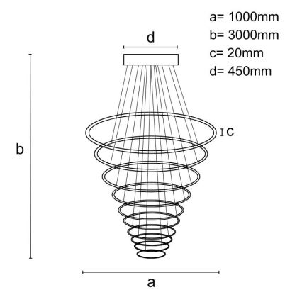 Suspension filaire à intensité variable LED/365W/230V 3000-6500K d. 100 cm + Télécommande