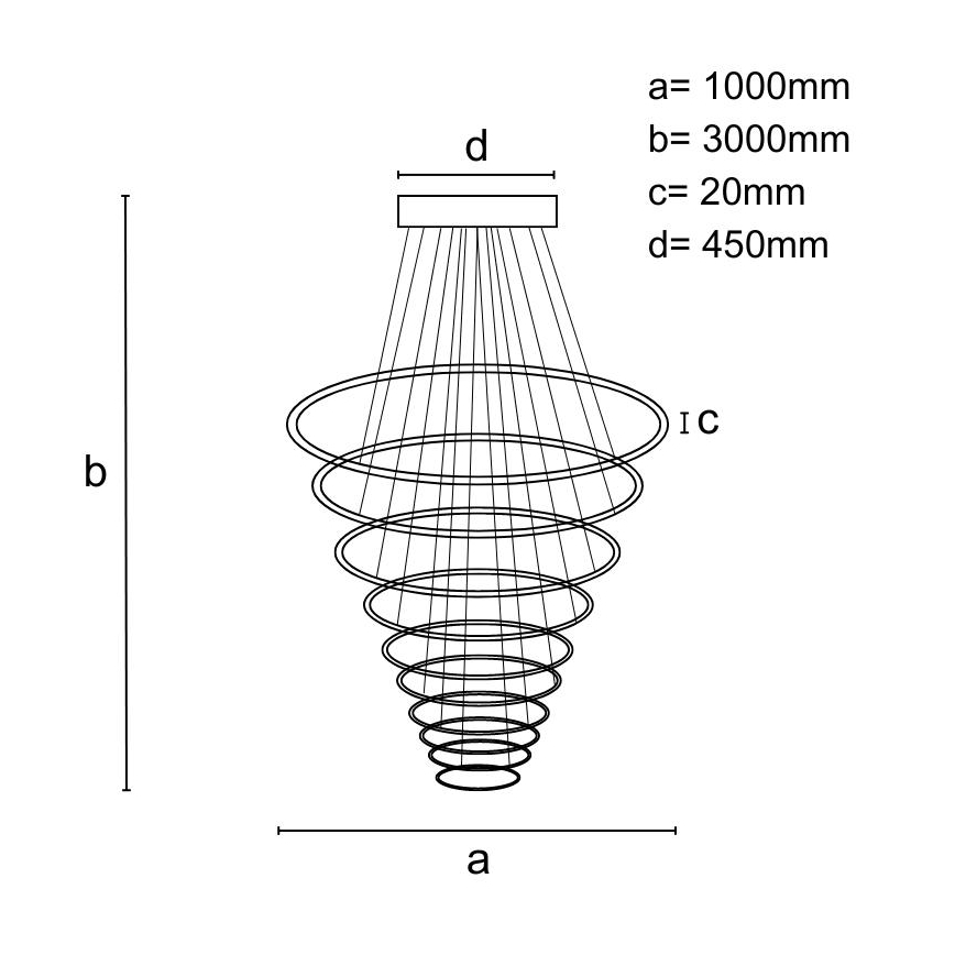 Suspension filaire à intensité variable LED/365W/230V 3000-6500K d. 100 cm + Télécommande