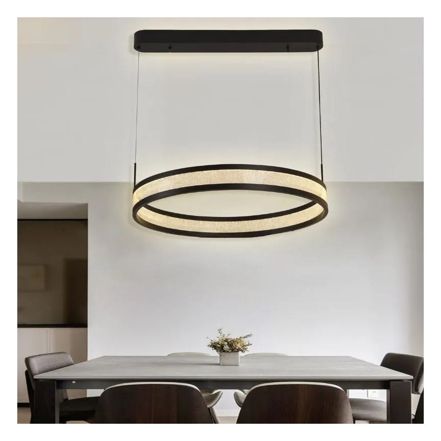 Suspension filaire à intensité variable LED/45W/230V 3000-6500K d. 60 cm noir + Télécommande