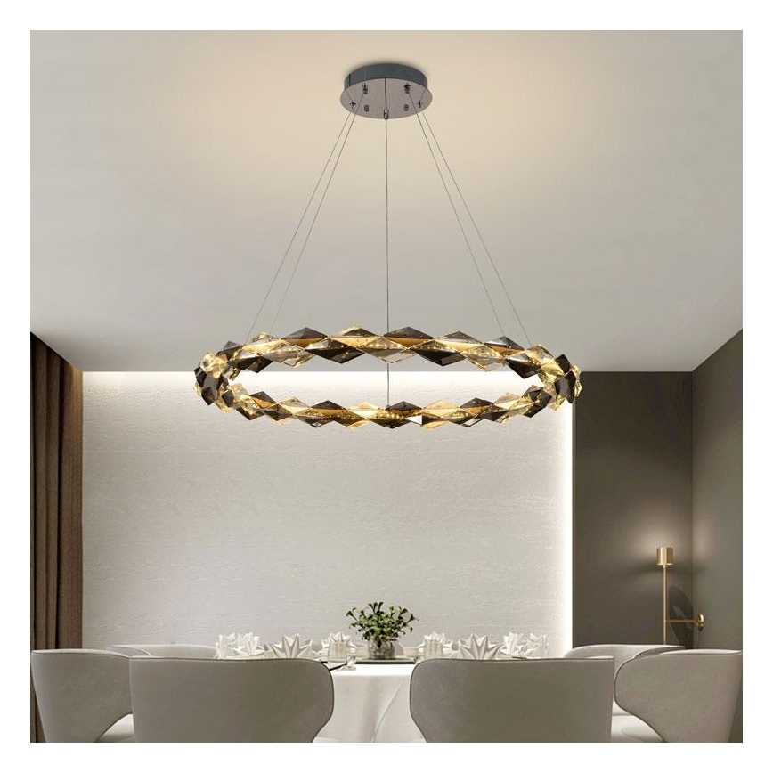 Suspension filaire en cristal à intensité variable LED/55W/230V 3000-6500K chrome brillant + télécommande