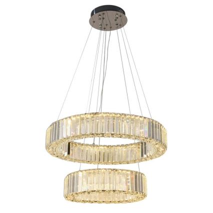 Suspension filaire en cristal à intensité variable LED/65W/230V 3000-6500K chrome brillant + télécommande