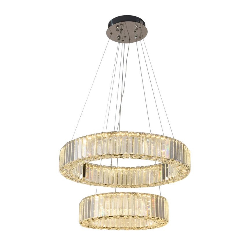 Suspension filaire en cristal à intensité variable LED/65W/230V 3000-6500K chrome brillant + télécommande