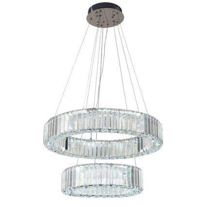 Suspension filaire en cristal à intensité variable LED/65W/230V 3000-6500K chrome brillant + télécommande