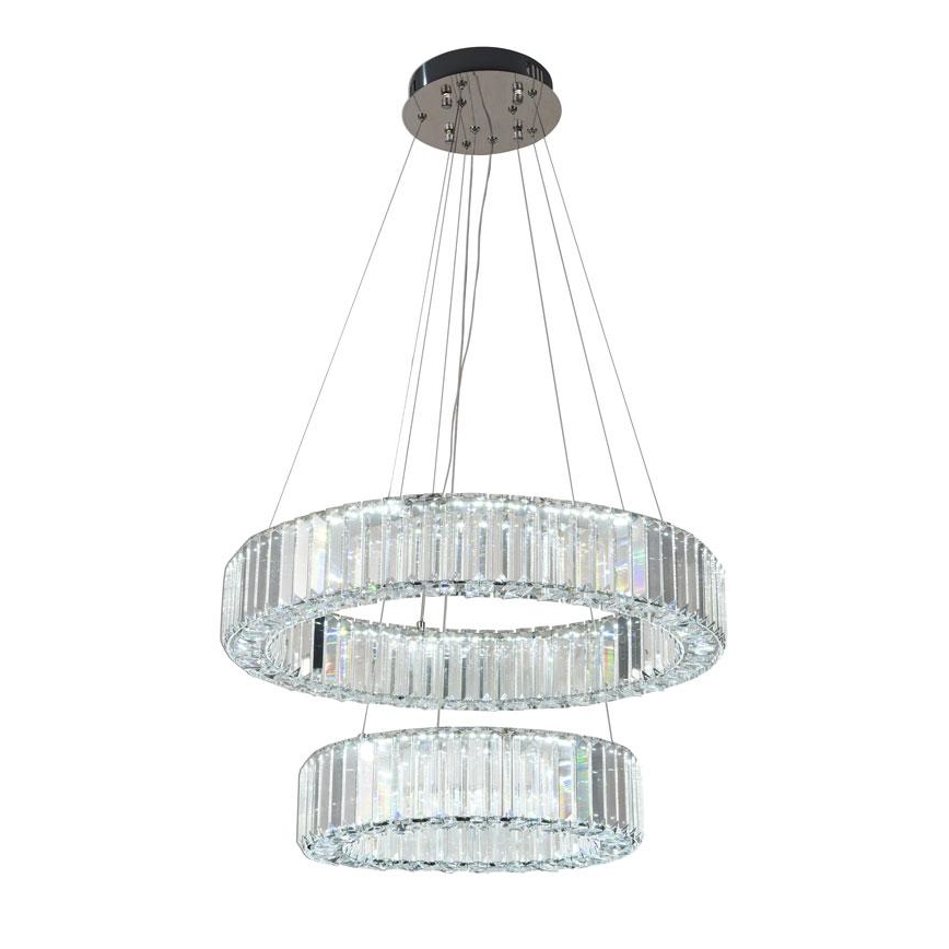 Suspension filaire en cristal à intensité variable LED/65W/230V 3000-6500K chrome brillant + télécommande