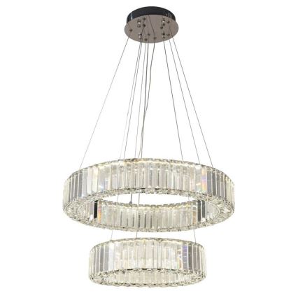 Suspension filaire en cristal à intensité variable LED/65W/230V 3000-6500K chrome brillant + télécommande