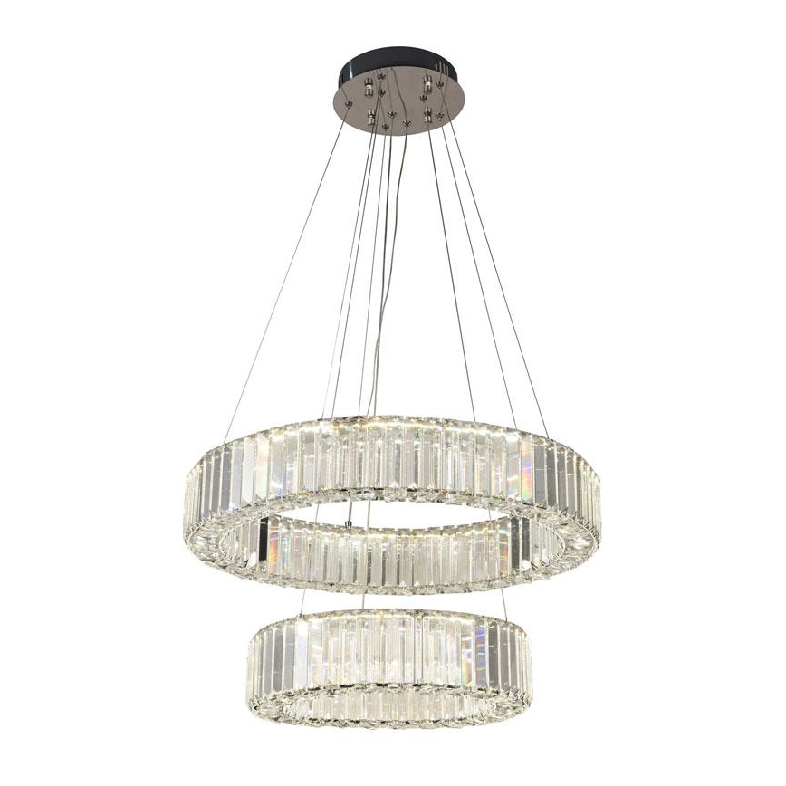 Suspension filaire en cristal à intensité variable LED/65W/230V 3000-6500K chrome brillant + télécommande