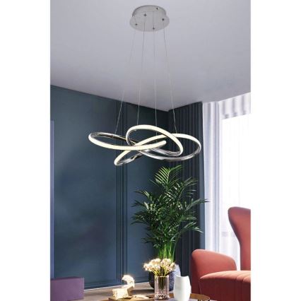 Suspension filaire à intensité variable LED/65W/230V 3000-6500K d. 48 cm gris + Télécommande