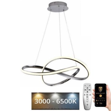 Suspension filaire à intensité variable LED/70W/230V 3000-6500K d. 60 cm chrome brillant + Télécommande