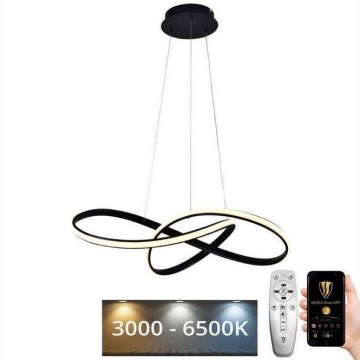 Suspension filaire à intensité variable LED/70W/230V 3000-6500K d. 60 cm noir + Télécommande