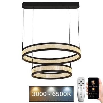 Suspension filaire à intensité variable LED/70W/230V 3000-6500K d. 60 cm noir + Télécommande