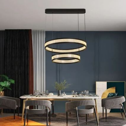 Suspension filaire à intensité variable LED/70W/230V 3000-6500K d. 60 cm noir + Télécommande