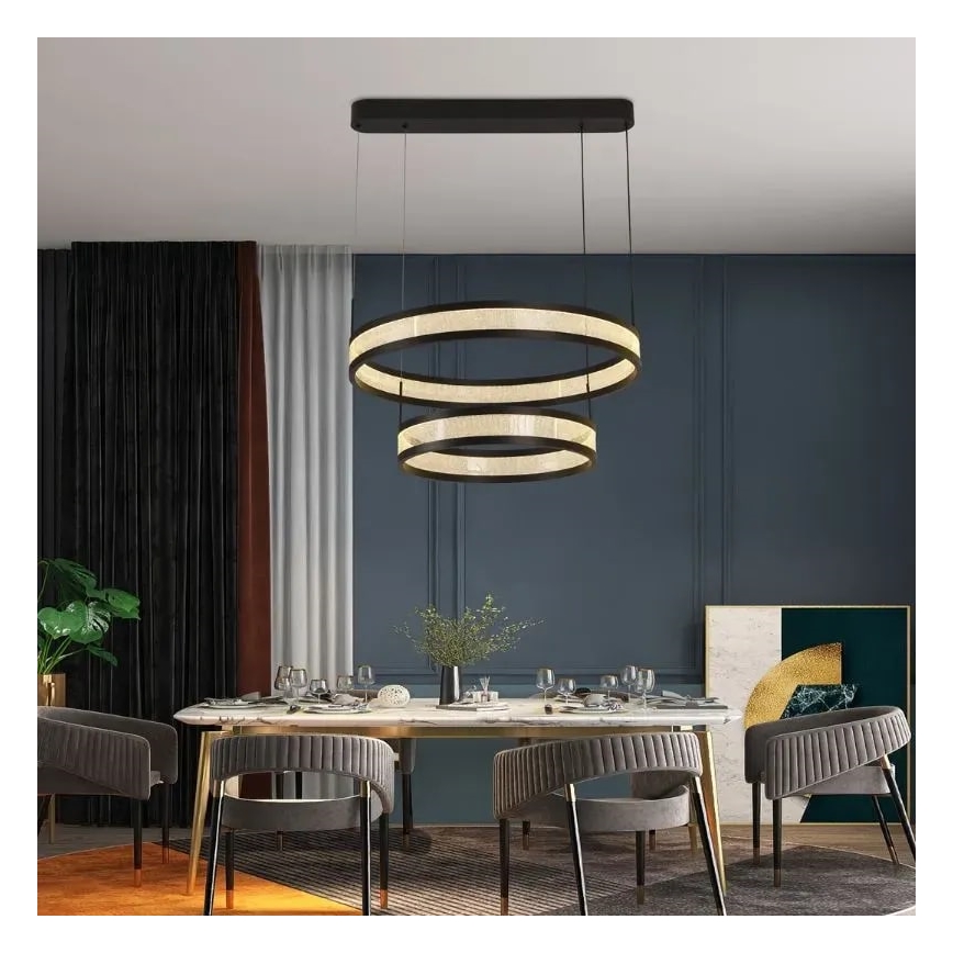 Suspension filaire à intensité variable LED/70W/230V 3000-6500K d. 60 cm noir + Télécommande