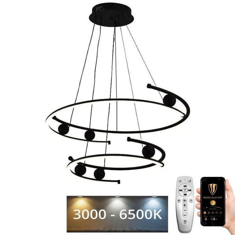 Suspension filaire à intensité variable LED/80W/230V 3000-6500K d. 60 cm + Télécommande