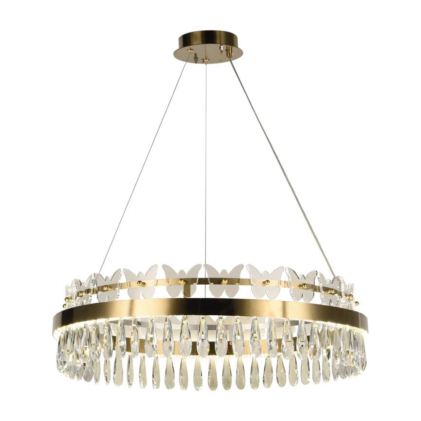 Suspension filaire en cristal à intensité variable LED/80W/230V 3000-6500K doré + télécommande