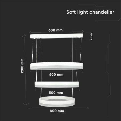 Suspension filaire à intensité variable LED/86W/230V 3000K blanc