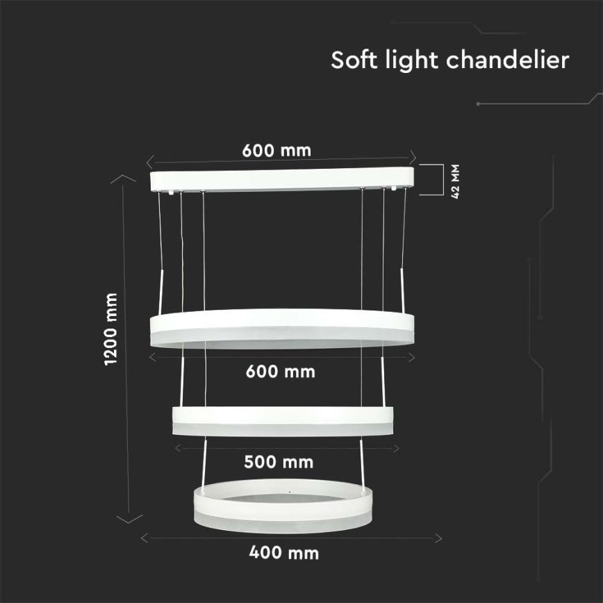 Suspension filaire à intensité variable LED/86W/230V 3000K blanc
