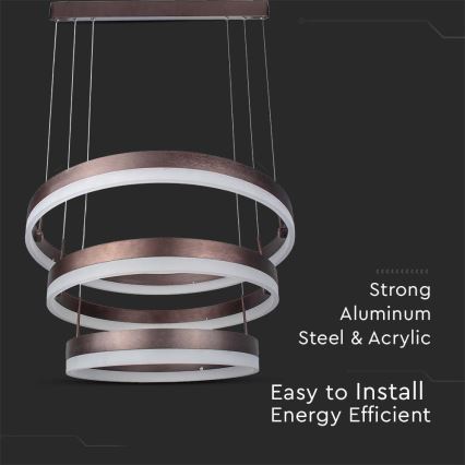 Suspension filaire à intensité variable LED/86W/230V 3000K marron