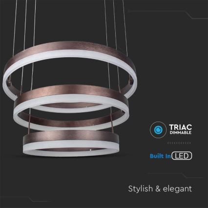 Suspension filaire à intensité variable LED/86W/230V 3000K marron
