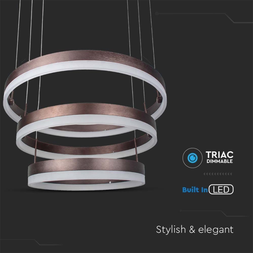 Suspension filaire à intensité variable LED/86W/230V 3000K marron