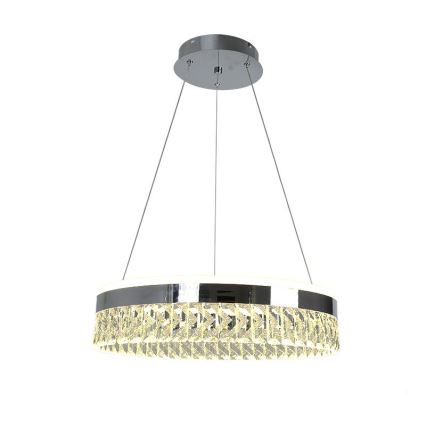 Suspension filaire en cristal à intensité variable LED/90W/230V 3000-6500K chrome brillant + télécommande