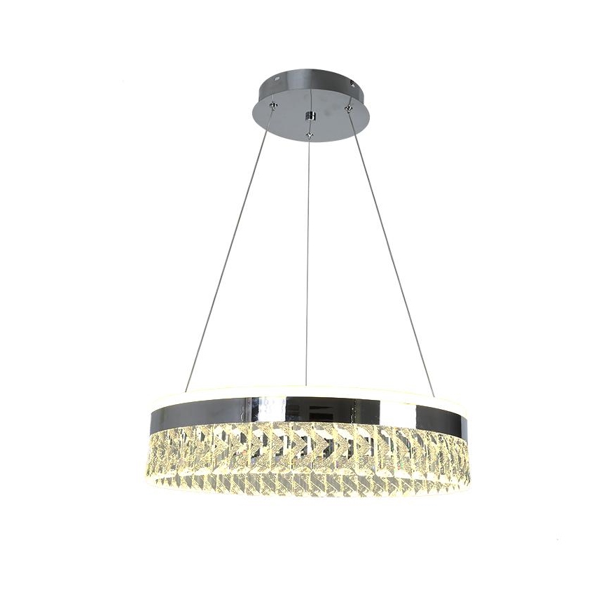 Suspension filaire en cristal à intensité variable LED/90W/230V 3000-6500K chrome brillant + télécommande