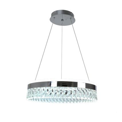 Suspension filaire en cristal à intensité variable LED/90W/230V 3000-6500K chrome brillant + télécommande