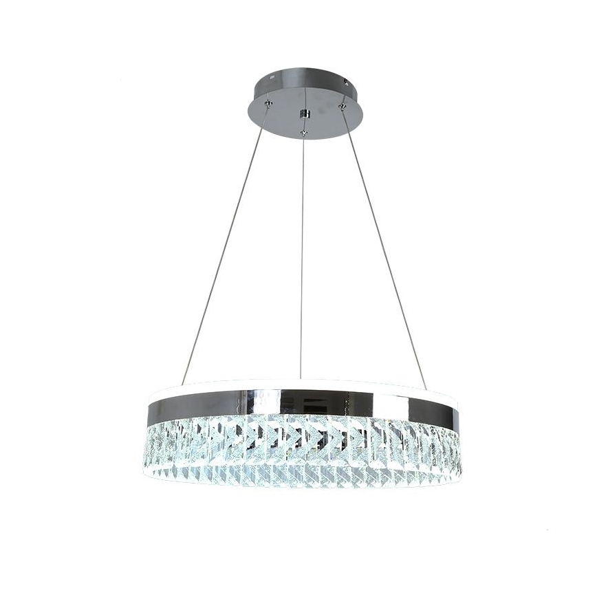 Suspension filaire en cristal à intensité variable LED/90W/230V 3000-6500K chrome brillant + télécommande