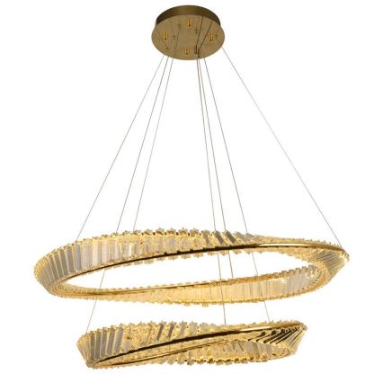 Suspension filaire en cristal à intensité variable LED/90W/230V 3000-6500K doré/chrome + Télécommande